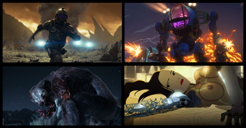 Four of the shorts in Love, Death, & Robots